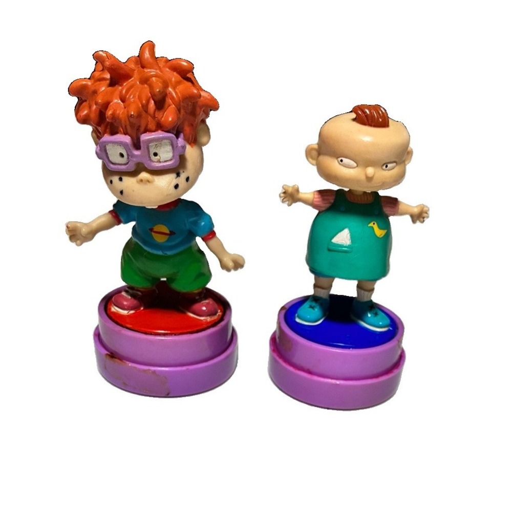 Vtg Nickelodeon Rugrats Stamper Figures Kids OS Multi Good Chuckie Phil 90s Toy